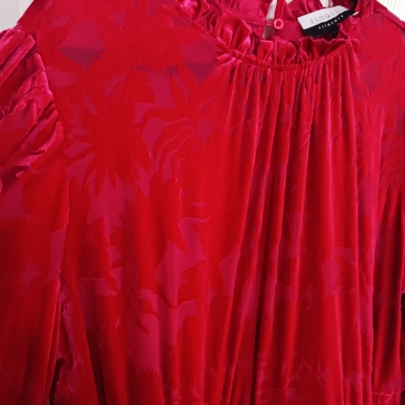 ELOQUII Elements Red Burnout Floral Velvet Dress Size  22/24 party event date - Picture 4 of 12